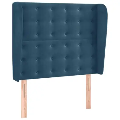 vidaXL Vzglavje z ušesi temno modro 83x23x118/128 cm žamet