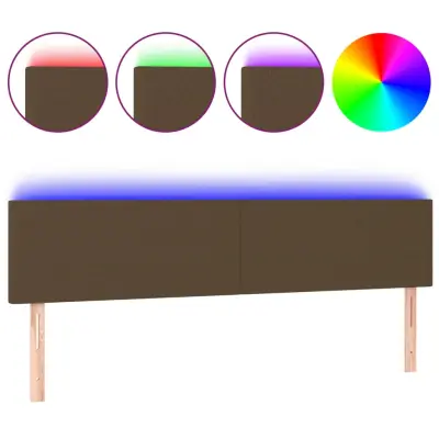 vidaXL LED posteljno vzglavje temno rjavo 180x5x78/88 cm blago