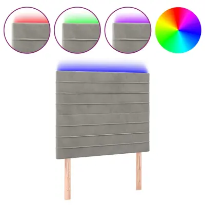 vidaXL LED posteljno vzglavje svetlo sivo 80x5x118/128 cm žamet