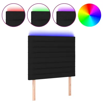 vidaXL LED posteljno vzglavje črno 80x5x118/128 cm blago