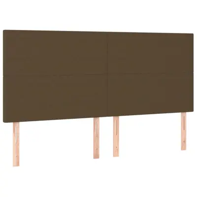 vidaXL Posteljno vzglavje 4 kosa temno rjav 80x5x78/88 cm blago
