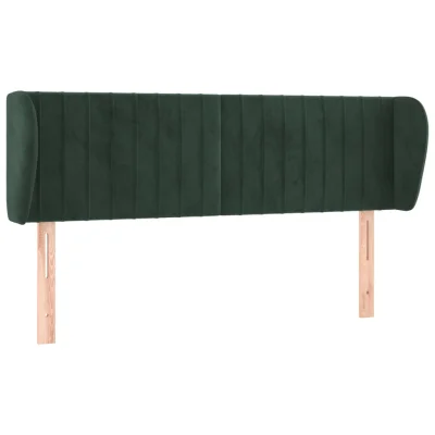 vidaXL Vzglavje z ušesi temno zeleno 147x23x78/88 cm žamet