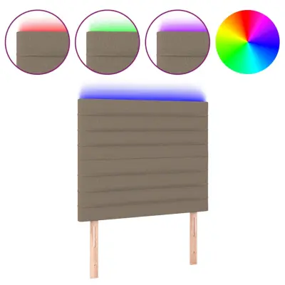 vidaXL LED posteljno vzglavje taupe 80x5x118/128 cm blago