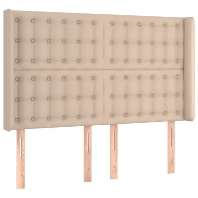 vidaXL Vzglavje z ušesi kapučino 147x16x118/128 cm umetno usnje