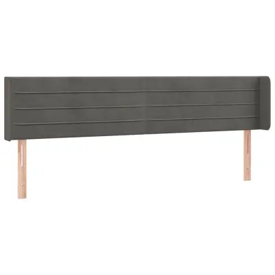 vidaXL Vzglavje z ušesi temno sivo 163x16x78/88 cm žamet