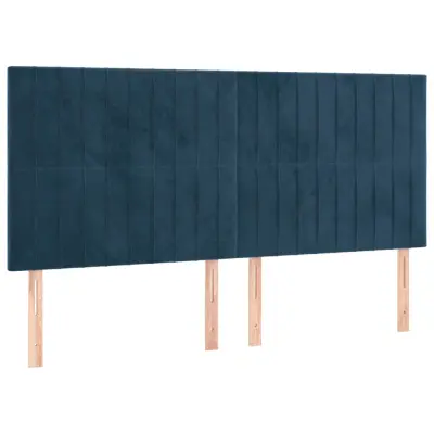 vidaXL Posteljno vzglavje 4 kosa temno moder 90x5x78/88 cm žamet