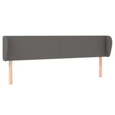 vidaXL Vzglavje z ušesi sivo 163x23x78/88 cm umetno usnje