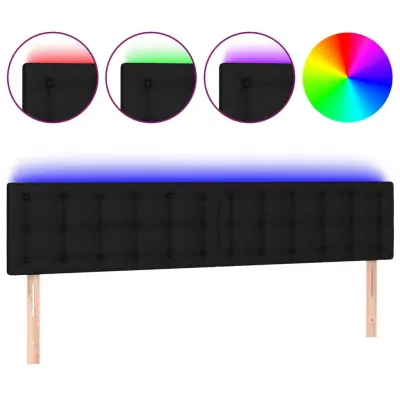 vidaXL LED posteljno vzglavje črno 200x5x78/88 cm blago