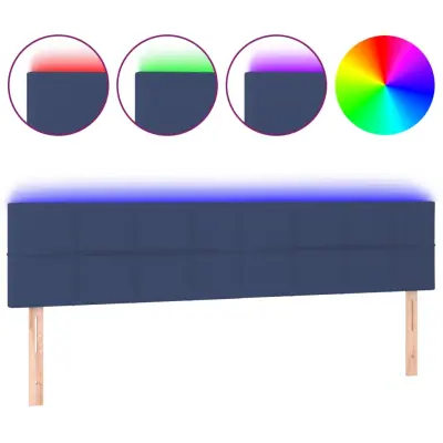 vidaXL LED posteljno vzglavje modro 160x5x78/88 cm blago