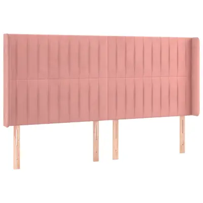 vidaXL Vzglavje z ušesi roza 183x16x118/128 cm žamet