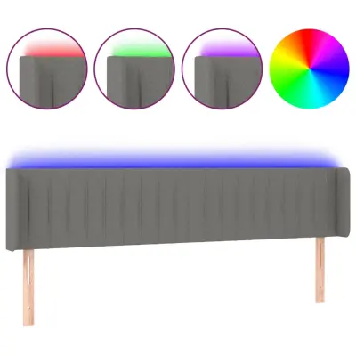 vidaXL LED posteljno vzglavje temno sivo 163x16x78/88 cm blago