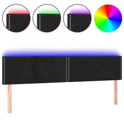 vidaXL LED posteljno vzglavje črno 180x5x78/88 cm žamet