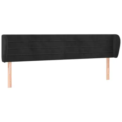 vidaXL Vzglavje z ušesi črno 163x23x78/88 cm žamet