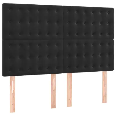 vidaXL Posteljno vzglavje 4 kosa črn 72x5x78/88 cm žamet