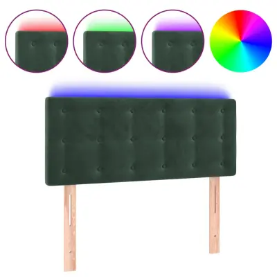 vidaXL LED posteljno vzglavje temno zeleno 100x5x78/88 cm žamet