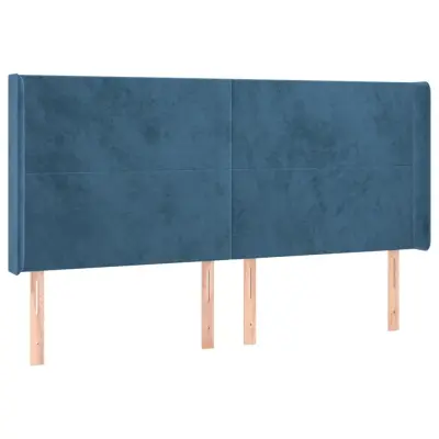 vidaXL Vzglavje z ušesi temno modro 163x16x118/128 cm žamet