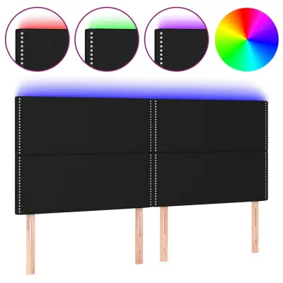 vidaXL LED posteljno vzglavje črno 160x5x118/128 cm blago