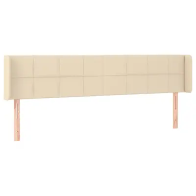 vidaXL Vzglavje z ušesi krem 203x16x78/88 cm blago