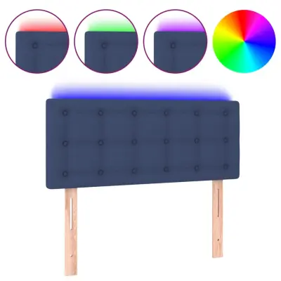 vidaXL LED posteljno vzglavje modro 80x5x78/88 cm blago