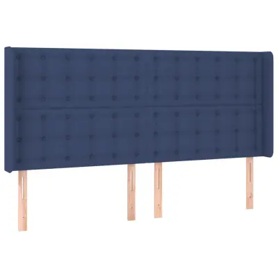 vidaXL Vzglavje z ušesi modro 203x16x118/128 cm blago