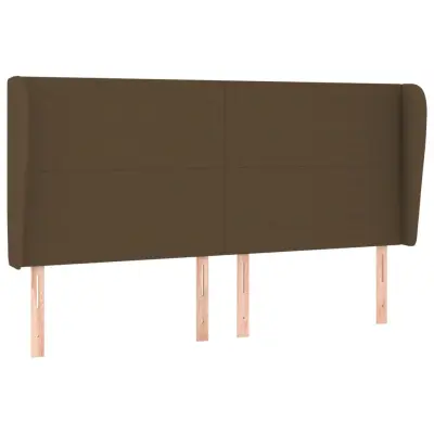 vidaXL Vzglavje z ušesi temno rjavo 163x23x118/128 cm blago