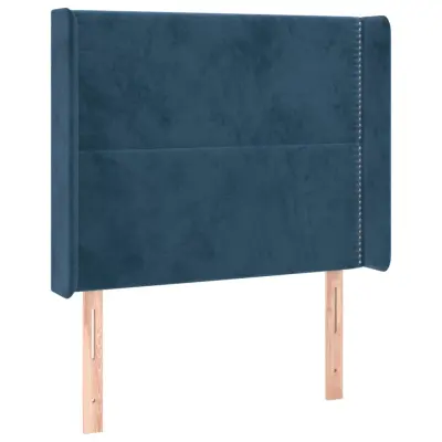 vidaXL Vzglavje z ušesi temno modro 83x16x118/128 cm žamet