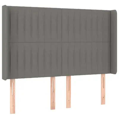 vidaXL Vzglavje z ušesi temno sivo 147x16x118/128 cm blago
