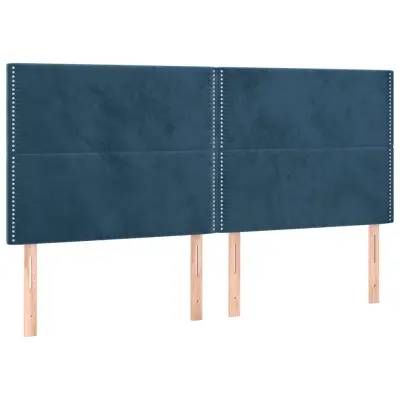 vidaXL Posteljno vzglavje 4 kosa temno moder 100x5x78/88 cm žamet