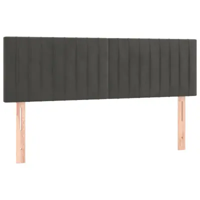 vidaXL Posteljno vzglavje 2 kosa temno sivo 72x5x78/88 cm žamet