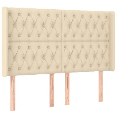 vidaXL Vzglavje z ušesi krem 163x16x118/128 cm blago