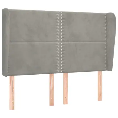 vidaXL Vzglavje z ušesi svetlo sivo 147x23x118/128 cm žamet