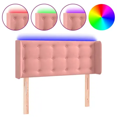 vidaXL LED posteljno vzglavje roza 83x16x78/88 cm žamet