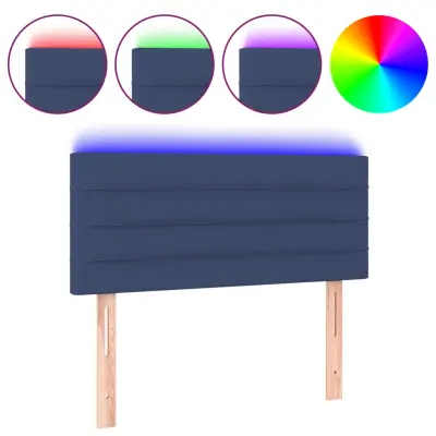 vidaXL LED posteljno vzglavje modro 90x5x78/88 cm blago