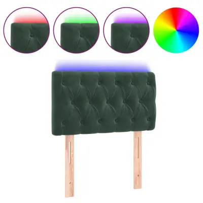 vidaXL LED posteljno vzglavje temno zeleno 80x7x78/88 cm žamet