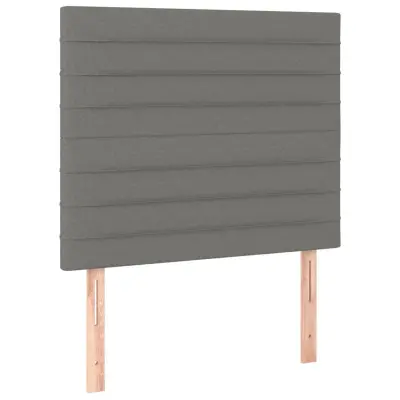vidaXL Posteljno vzglavje 2 kosa temno sivo 100x5x78/88 cm blago