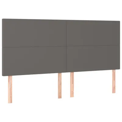 vidaXL Posteljno vzglavje 4 kosa siv 100x5x78/88 cm umetno usnje