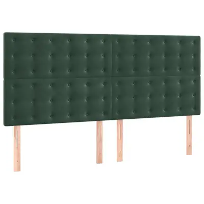 vidaXL Posteljno vzglavje 4 kosa temno zelen 80x5x78/88 cm žamet
