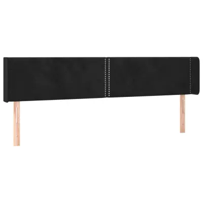 vidaXL Vzglavje z ušesi črno 183x16x78/88 cm žamet