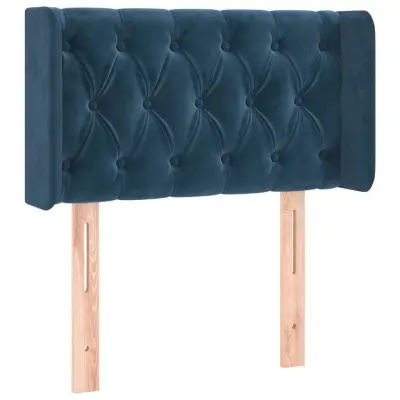 vidaXL Vzglavje z ušesi temno modro 83x16x78/88 cm žamet