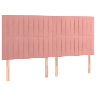 vidaXL Posteljno vzglavje 4 kosa roza 80x5x78/88 cm žamet
