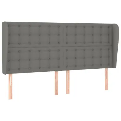 vidaXL Vzglavje z ušesi temno sivo 163x23x118/128 cm blago