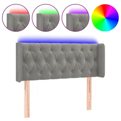 vidaXL LED posteljno vzglavje svetlo sivo 93x16x78/88 cm žamet