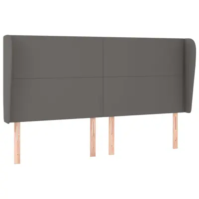 vidaXL Vzglavje z ušesi sivo 203x23x118/128 cm umetno usnje