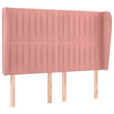 vidaXL Vzglavje z ušesi roza 147x23x118/128 cm žamet