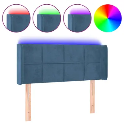 vidaXL LED posteljno vzglavje temno modro 93x16x78/88 cm žamet