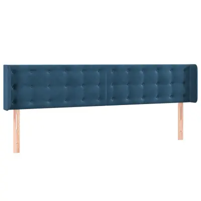 vidaXL Vzglavje z ušesi temno modro 163x16x78/88 cm žamet