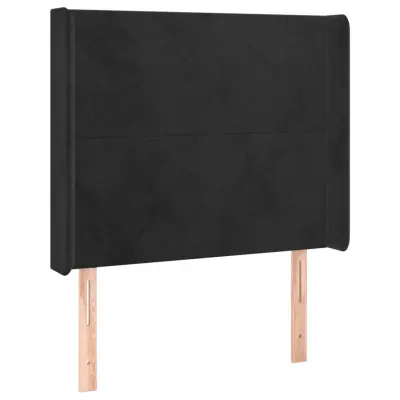 vidaXL Vzglavje z ušesi črno 93x16x118/128 cm žamet