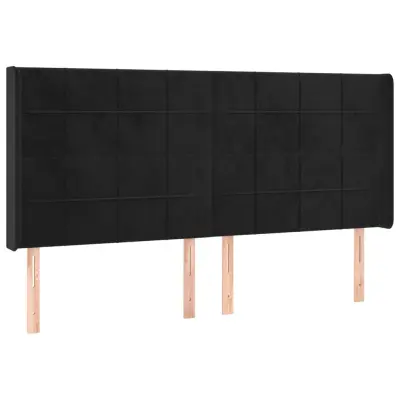 vidaXL Vzglavje z ušesi črno 163x16x118/128 cm žamet