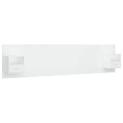 vidaXL Posteljno vzglavje z omaricami bel konstruiran les