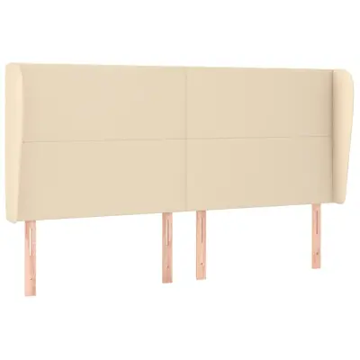 vidaXL Vzglavje z ušesi krem 203x23x118/128 cm blago